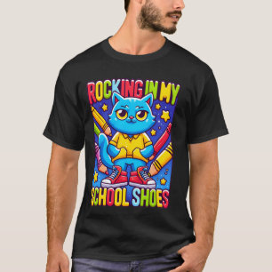 Cat Rocking I på mina skolskor Tarot Funny bak T Shirt