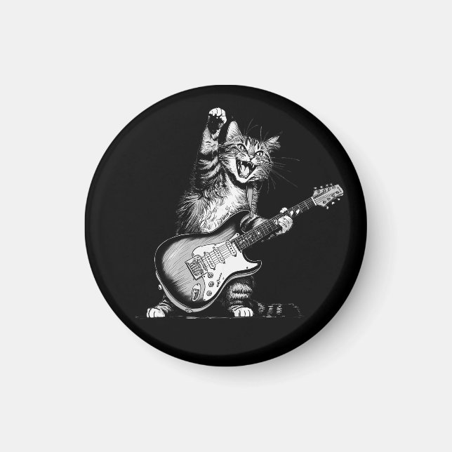 Cat Rockin''Guitar, Music Älskare Gift Magnet (Framsidan)