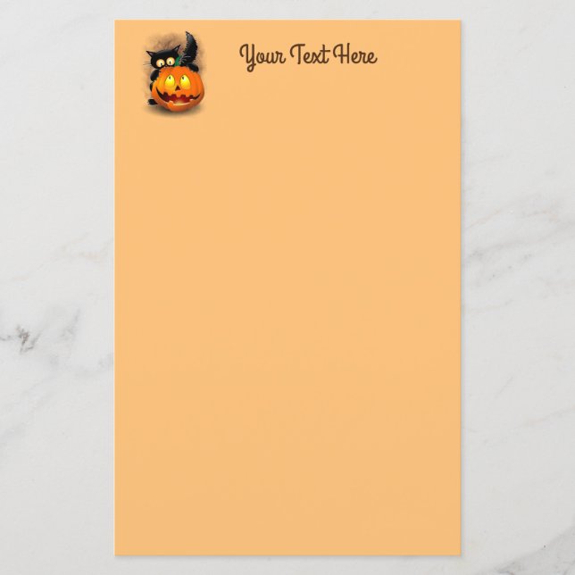 Cat Roligt Halloween Character som biter en Pumpki (Framsida)