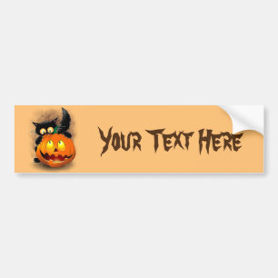 Cat Roligt Halloween Character som biter en Pumpki Bildekal