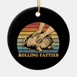 Cat Rolling Fatnyj Julgransprydnad Keramik