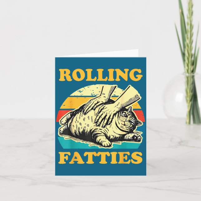 Cat Rolling Fatties Funny For Men Women  Kort (Framsida)