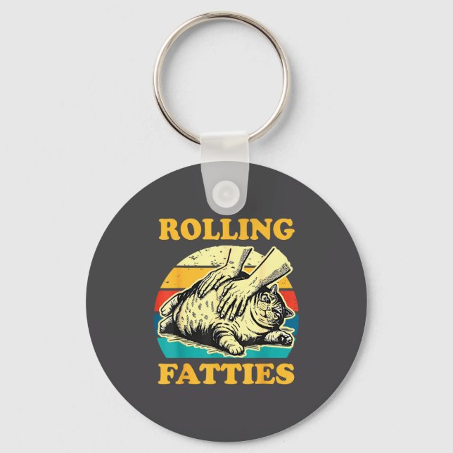 Cat Rolling Fatties Funny For Men Women  Nyckelring (Framsida)