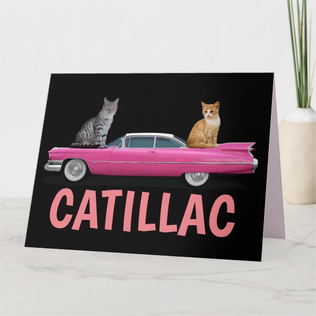 CAT ROSA CADDY CLASSIC CAR big FÖDELSEDAGSKORT Kort (Framsida)