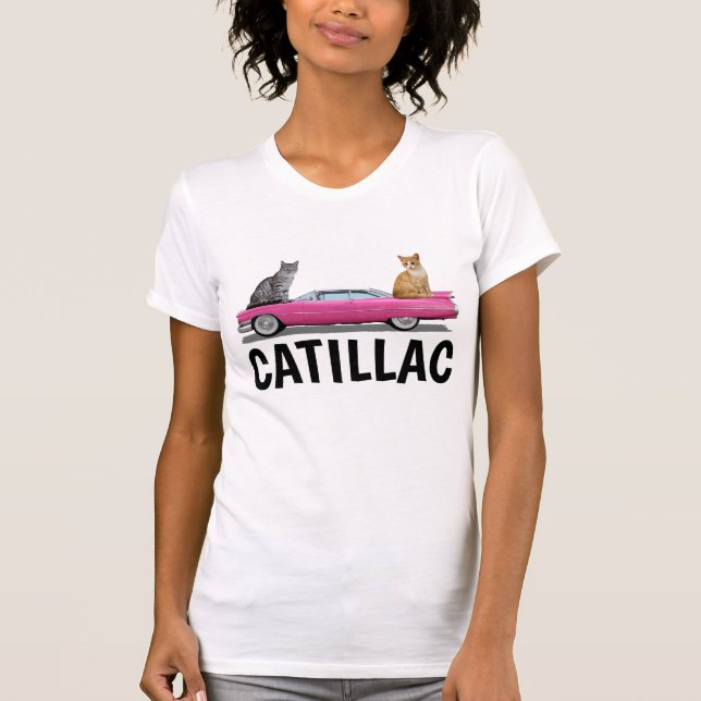 CAT ROSA CADDY CLASSIC CAR VINTAGE T-Shirts (Framsida)