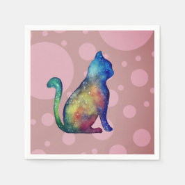 Cat Rosa White Standard Cocktail Papper Napkins Pappersservett