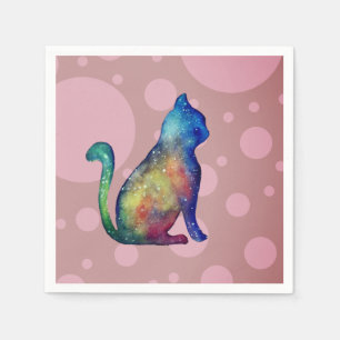 Cat Rosa White Standard Cocktail Papper Napkins Pappersservett