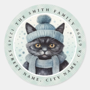 Cat Round Stickers Runt Klistermärke