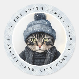Cat Round Stickers Runt Klistermärke