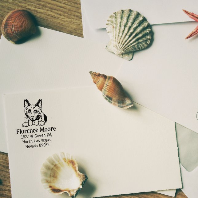 Cat Russian Blue Returadress Stämpel (Skapare uppladdad)