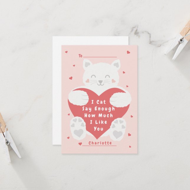 Cat säger tillräckligt med Valentine Card i klassr Kort (Fram/Back In Situ)
