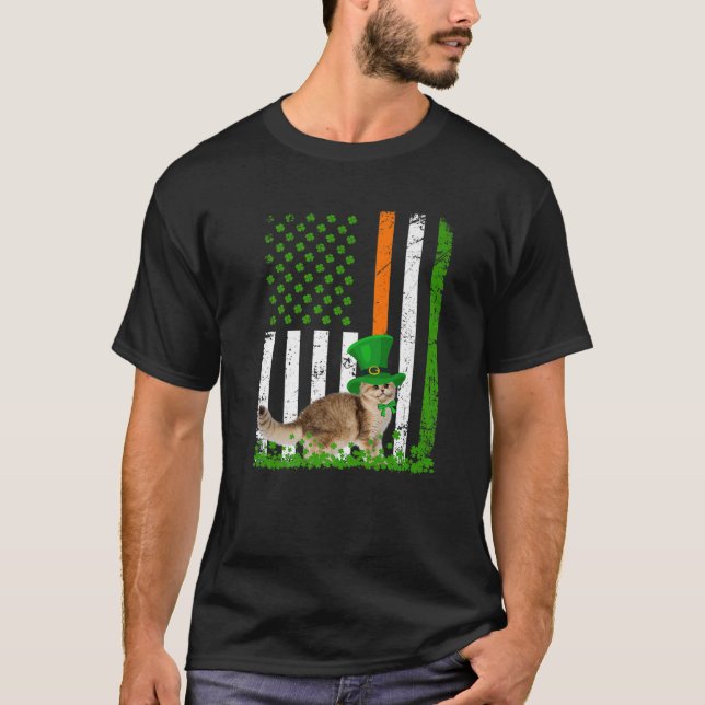 Cat Saint patrick's day Funny Cat Lover USA T Shirt (Framsida)