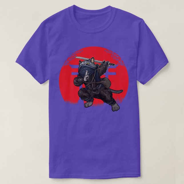 Cat Samurai Japan Flag Kendo Ninja Sword Warrior S T Shirt (Design framsida)