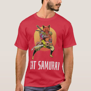Cat Samurai Japansk Ledsen Aesthetic Edgy Streetwe T Shirt