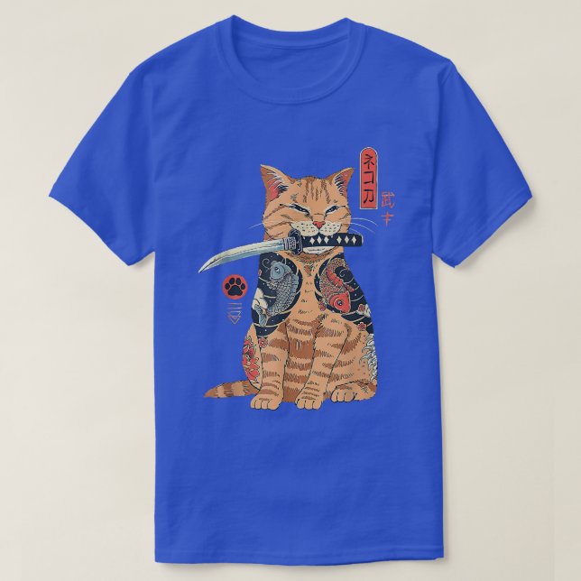 Cat Samurai Japanska Samurai Ninja Cat Kawaii Tat T Shirt (Design framsida)