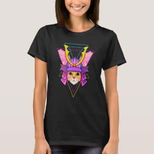 Cat Samurai japanska Vaporwave Aesthetic T Shirt