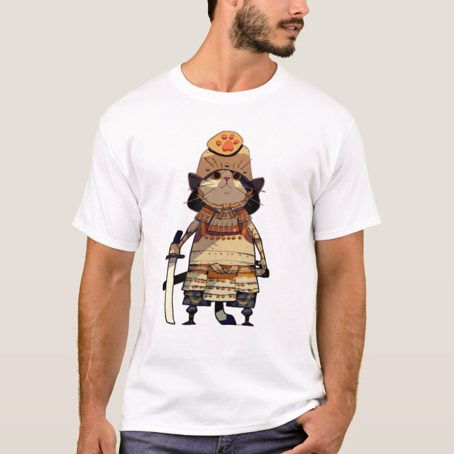 Cat Samurai Tシャツ T Shirt (Framsida)