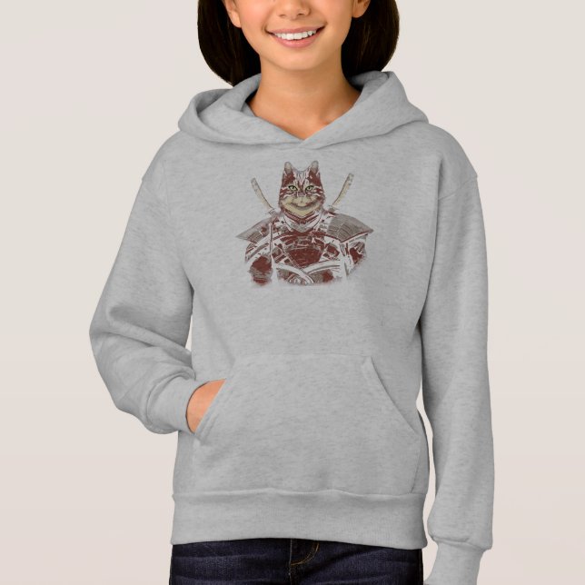 Cat Samurai Warrior Japanska T Shirt (Framsida)