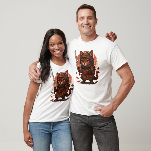 Cat Samurai, Warrior Kitten T Shirt (Unisex)