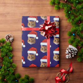 Cat Santa Hat Anpassningsbar Ansikte Photo jul Presentpapper