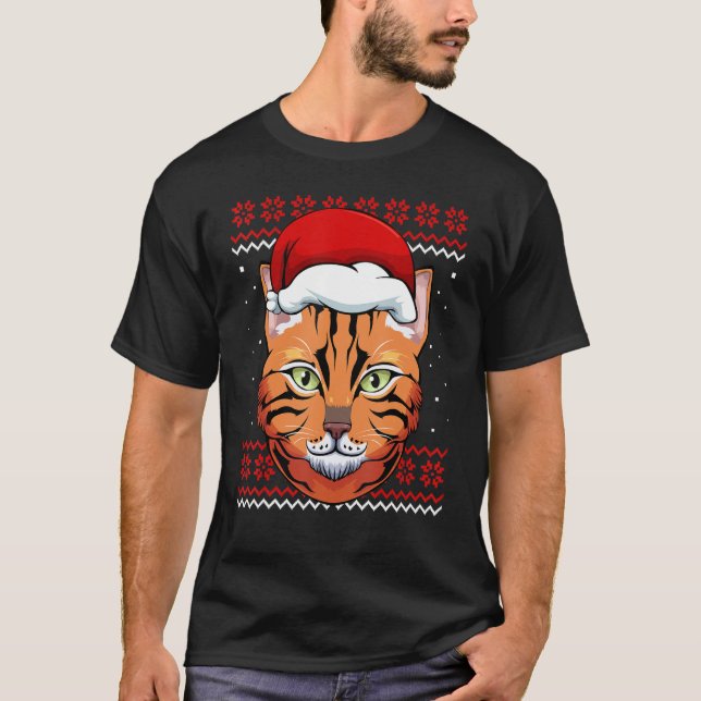 Cat Santa Hat Ugly jul Pajama Cute Kitten Ki T Shirt (Framsida)
