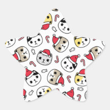 Cat Santa Hats Helgdag Red White Kattunge