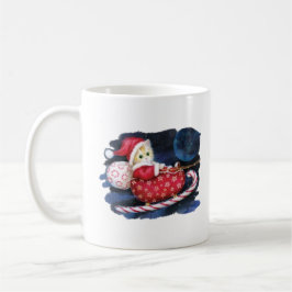 Cat Santa in Santa Sleigh Deliving Gifts Kaffemugg