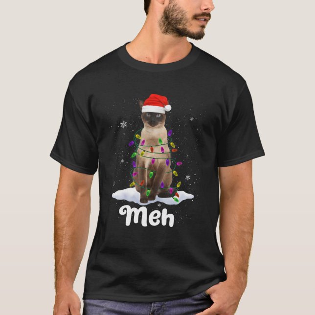 Cat Santa Ljus Catmas Pajamas Familj F T Shirt (Framsida)
