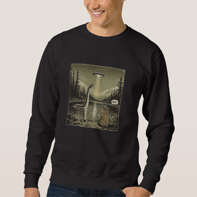 Cat Sasquatch Loch Ness Monster Introvert Alien UF Lång Ärmad Tröja (Framsida)