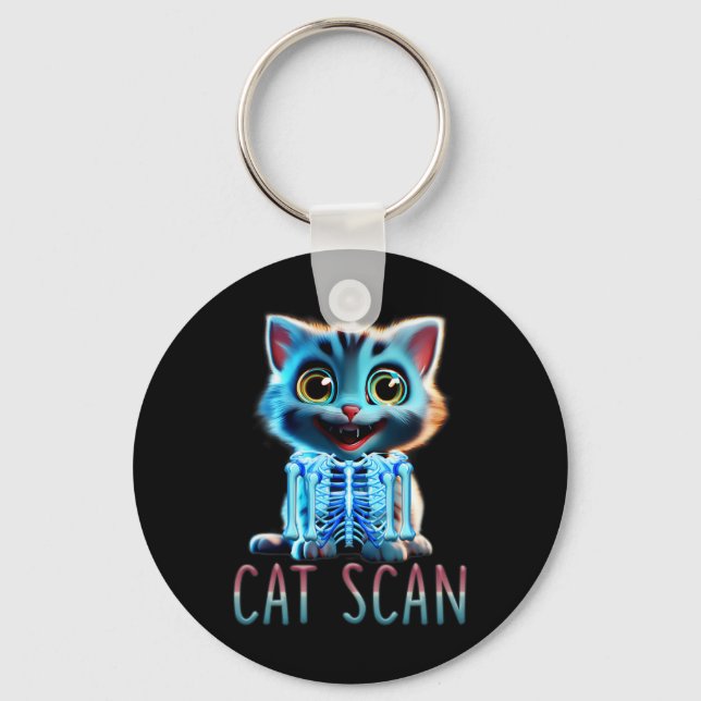 Cat Scan Ct Scan Halloween Cat X Run Meme Rad Nyckelring (Framsida)