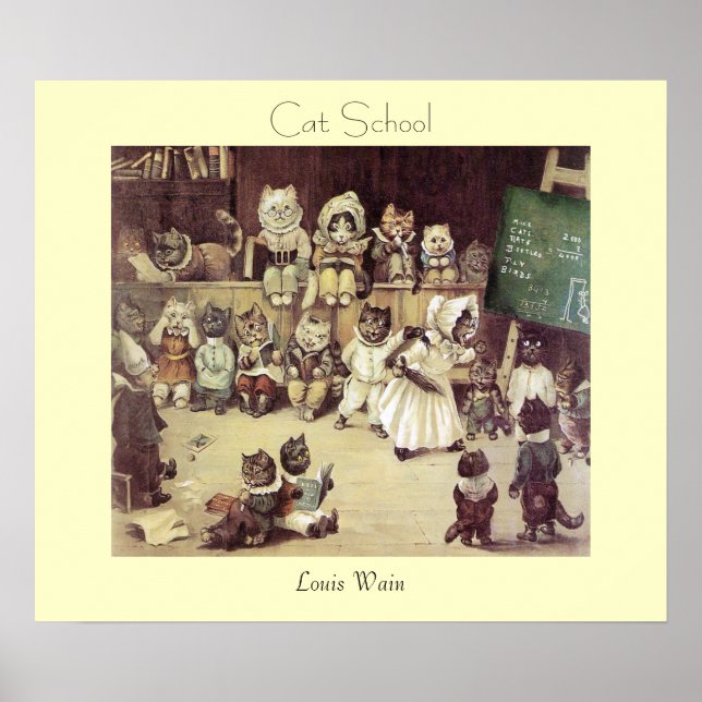 Cat School by Louis Wain Poster Skriv ut (Framsidan)