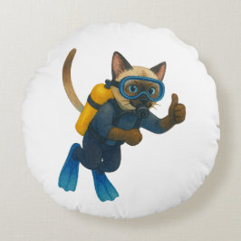 Cat scuba divers dive in the sea rund kudde