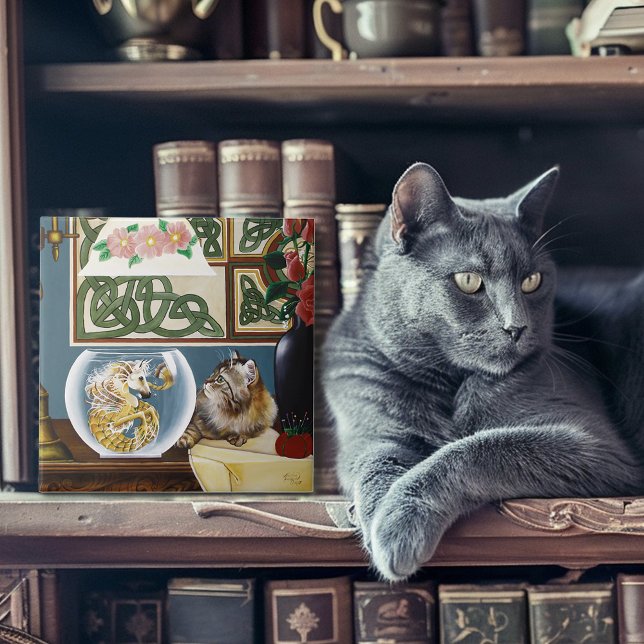 Cat Sea Horse Fantasy Kakelplatta (Skapare uppladdad)