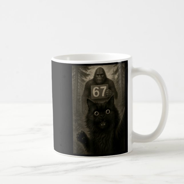 Cat Selfie 67 Meme Six Seven Funny Bigfoot  Kaffemugg (Höger)