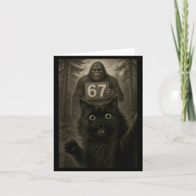 Cat Selfie 67 Meme Six Seven Funny Bigfoot  Kort (Framsida)
