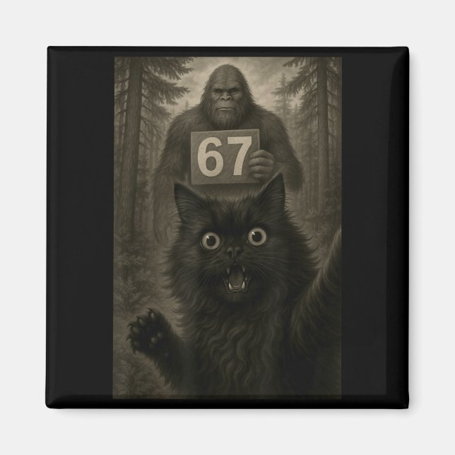 Cat Selfie 67 Meme Six Seven Funny Bigfoot  Magnet (Framsidan)