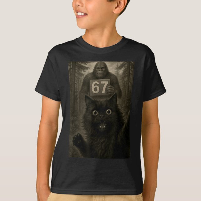 Cat Selfie 67 Meme Six Seven Funny Bigfoot  T Shirt (Framsida)