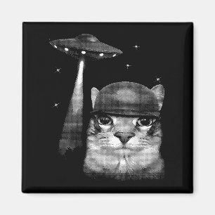 Cat Selfie med Alien Ufo Funny Cat Gifts För manar Magnet
