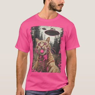 Cat Selfie med Alien Ufo Funny Cat Gifts För manar T Shirt