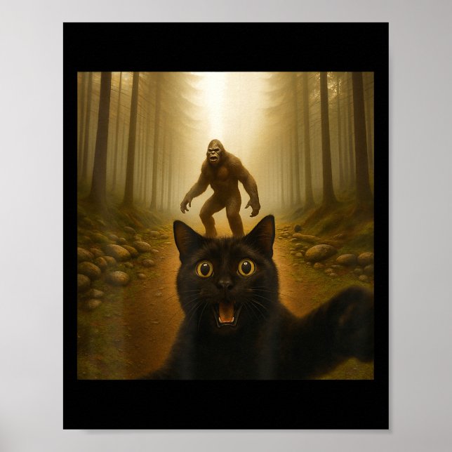 Cat Selfie med Bigfoot-yngel-gåvor För manar W Poster (Framsidan)