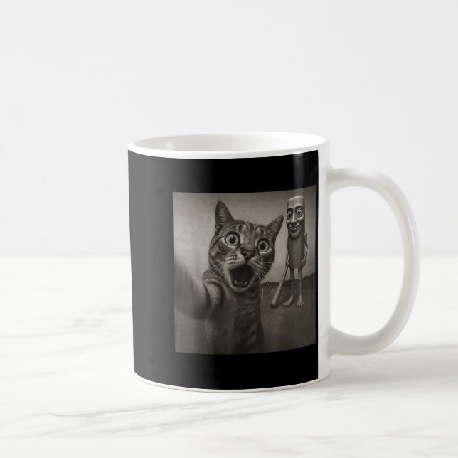 Cat Selfie Tung Tung Tung Sahur Italian Brainrot F Kaffemugg (Höger)