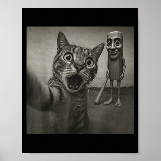 Cat Selfie Tung Tung Tung Sahur Italian Brainrot F Poster (Framsidan)