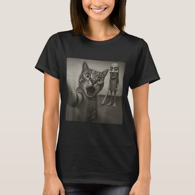 Cat Selfie Tung Tung Tung Sahur Italian Brainrot F T Shirt (Framsida)