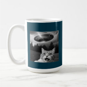 Cat Selfie UFO Mugg Funny Alien Abduction Coffee