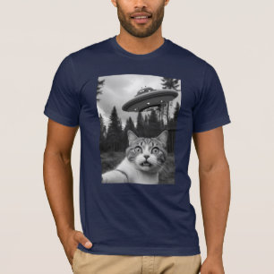 Cat Selfie UFO Tee Funny Alien Abduction Shirt