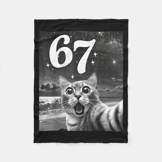 Cat Selfie With 67 Meme Funny Cats Graphic For Men Fleecefilt (Framsidan)