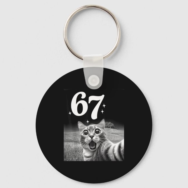 Cat Selfie With 67 Meme Funny Cats Graphic For Men Nyckelring (Framsida)
