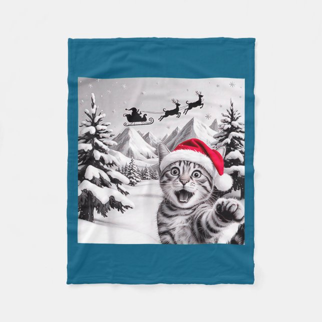 Cat Selfie With Santa  Fleecefilt (Framsidan)