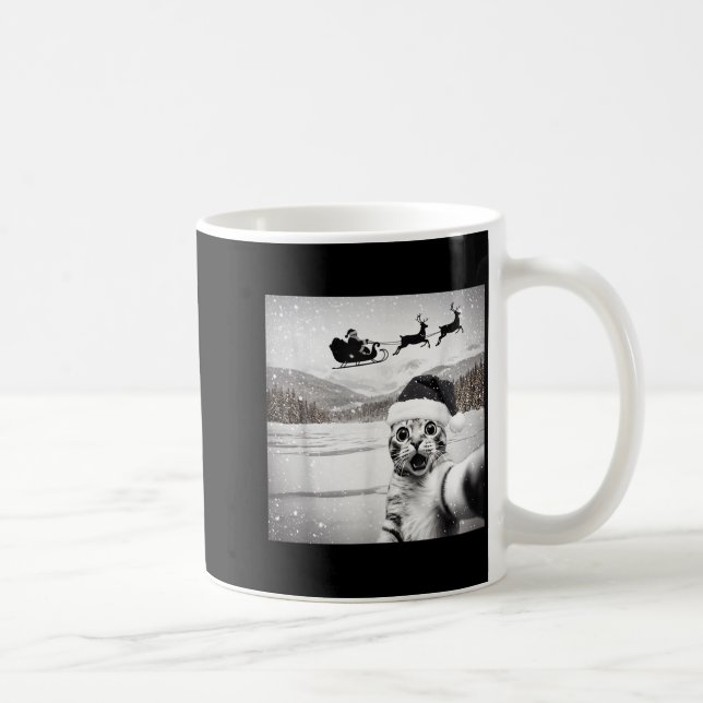 Cat Selfie With Santa For Men Women Kids  Kaffemugg (Höger)
