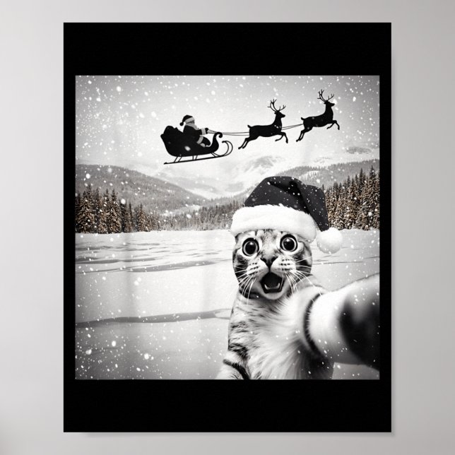 Cat Selfie With Santa For Men Women Kids  Poster (Framsidan)